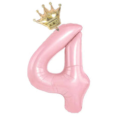 32inch Baby Blue Pink Foil Number Balloon With Crown 1 2 3 4 5 6 7 8 9 0  Birthday Party Baby Shower Decoration