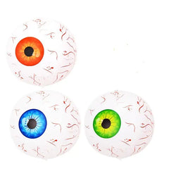 Three colorful eye models on a white background