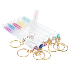 Tube Eyelash Brush With Gold Keychain Glitter