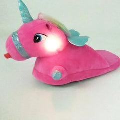 Unicorn Plush Slippers with LED Light: Winter Indoor Warm Shoes