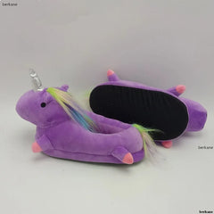 Unicorn Plush Slippers with LED Light: Winter Indoor Warm Shoes