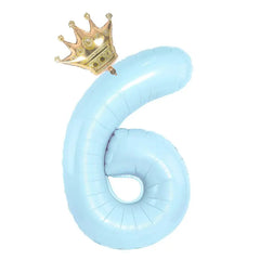 32inch Baby Blue Pink Foil Number Balloon With Crown 1 2 3 4 5 6 7 8 9 0  Birthday Party Baby Shower Decoration