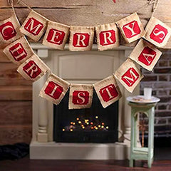 Merry Christmas Burlap Banner and Flag Decoration