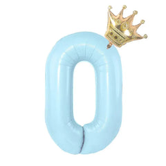 32inch Baby Blue Pink Foil Number Balloon With Crown 1 2 3 4 5 6 7 8 9 0  Birthday Party Baby Shower Decoration