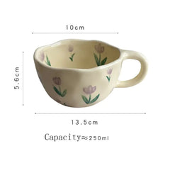 Korean Retro Hand-Painted Floral Mug