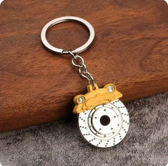 Car Gear Head Keychain with Turbo, Brake Disc, and Shock Absorber Pendants