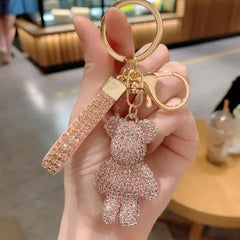 Rhinestone Animal Leather Strap Keychain