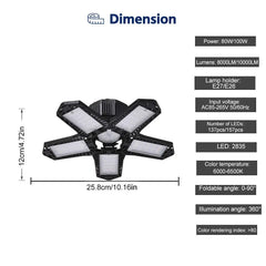 80W/100W Garage Light Deformable Foldable Garage Ceiling Lamp