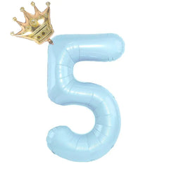 32inch Baby Blue Pink Foil Number Balloon With Crown 1 2 3 4 5 6 7 8 9 0  Birthday Party Baby Shower Decoration