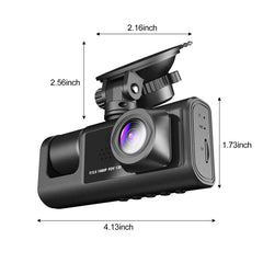 Car Dual Lens Dash Cam HD 1080P Front/Rear/Inside Video Recorder Camera G-Sensor