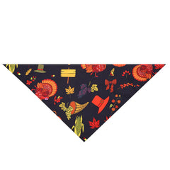 Triangular bandana with Thanksgiving-themed design on a white background
