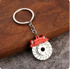 Car Gear Head Keychain with Turbo, Brake Disc, and Shock Absorber Pendants