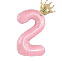 32inch Baby Blue Pink Foil Number Balloon With Crown 1 2 3 4 5 6 7 8 9 0  Birthday Party Baby Shower Decoration