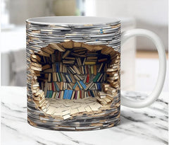 Ceramic 3D Bookshelf Mug Creative Space Design