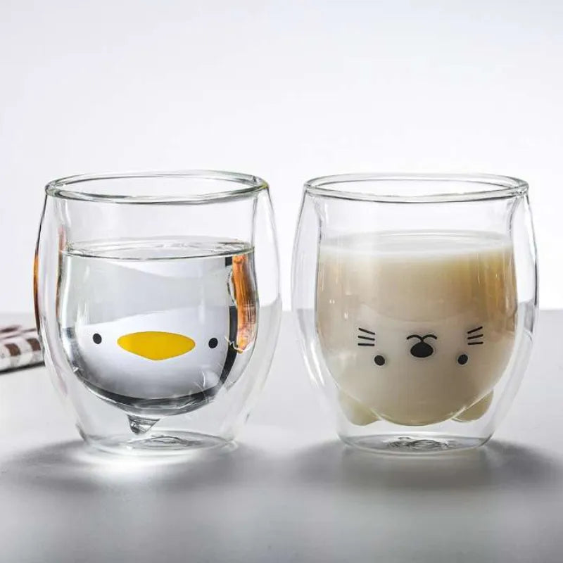 Animal-themed Double-layer Glass Mug