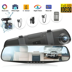 1080P HD Rearview Mirror Car DVR Dual Dash Cam Camera Front Rear Video Recorder