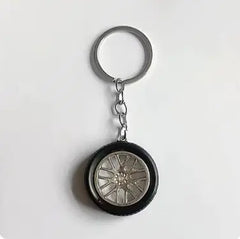 Car Gear Head Keychain with Turbo, Brake Disc, and Shock Absorber Pendants