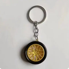 Car Gear Head Keychain with Turbo, Brake Disc, and Shock Absorber Pendants