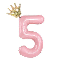 32inch Baby Blue Pink Foil Number Balloon With Crown 1 2 3 4 5 6 7 8 9 0  Birthday Party Baby Shower Decoration