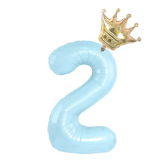 32inch Baby Blue Pink Foil Number Balloon With Crown 1 2 3 4 5 6 7 8 9 0  Birthday Party Baby Shower Decoration