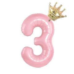 32inch Baby Blue Pink Foil Number Balloon With Crown 1 2 3 4 5 6 7 8 9 0  Birthday Party Baby Shower Decoration