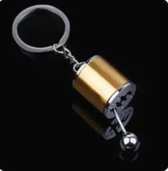 Car Gear Head Keychain with Turbo, Brake Disc, and Shock Absorber Pendants