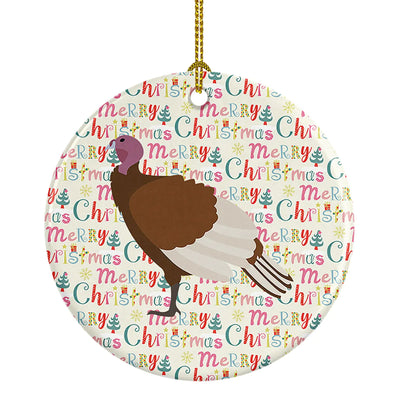 Bourbon Red Turkey Hen Christmas Ceramic Ornament