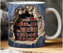 Ceramic 3D Bookshelf Mug Creative Space Design