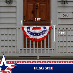 3 Pack USA Pleated Fan Flag 1.5x3 Ft American USA Bunting Decoration