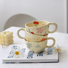 Korean Retro Hand-Painted Floral Mug