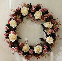 Silk Rose Wreath Wall Decor for Modern Home & Weddings
