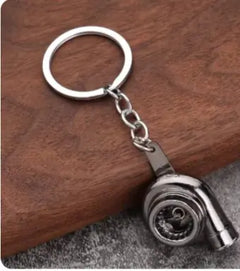 Car Gear Head Keychain with Turbo, Brake Disc, and Shock Absorber Pendants