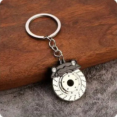 Car Gear Head Keychain with Turbo, Brake Disc, and Shock Absorber Pendants