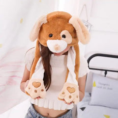 Gorro con orejas de conejo y bolsa de aire: divertido gorro de peluche para niños y adultos