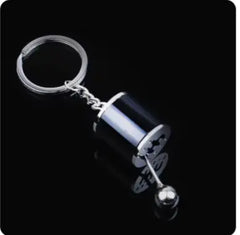 Car Gear Head Keychain with Turbo, Brake Disc, and Shock Absorber Pendants