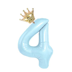 32inch Baby Blue Pink Foil Number Balloon With Crown 1 2 3 4 5 6 7 8 9 0  Birthday Party Baby Shower Decoration