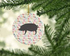 Berkshire Pig Christmas Ceramic Ornament