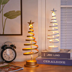 LED Spiral Christmas Tree Lamp – Wrought Iron Desk Ornament for Festive Decor