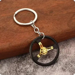 Car Gear Head Keychain with Turbo, Brake Disc, and Shock Absorber Pendants