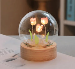 Handmade LED Tulip Flower Night Light – Bedside Table Lamp