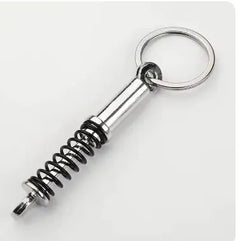 Car Gear Head Keychain with Turbo, Brake Disc, and Shock Absorber Pendants