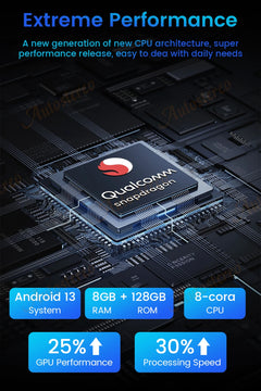 Qualcomm Snapdragon chip on a circuit board with performance specifications.