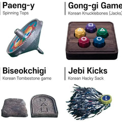 Jebi chagi, Gong-gi, Biseokchigi, 
Paeng-y, Ddakji, Korean Traditional Play Game Set, game set, Korean Games, Korean Game, squid game, 
squidgame, squid, squid game costume, games for kids, kids game,
round 6, netflix