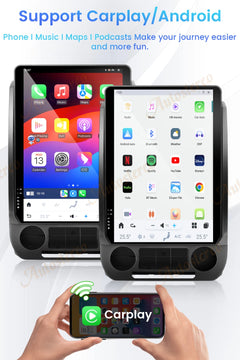 Car multimedia system with touchscreen display and phone connectivity, featuring Carplay/Android support.
