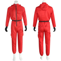 festivano, squid game, squidgame, 
squid, round 6, netflix, jumpsuit, 
squid game costume, red soldier, pink soldier