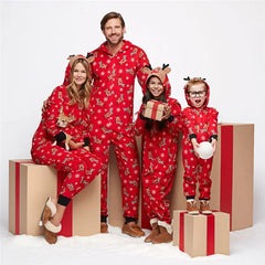 Christmas Print Family Matching Zip-Up Outfits