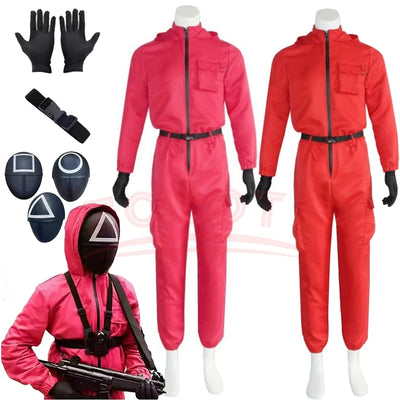 squid game, squidgame, squid, squid game costume, round 6, frontman, boss, pink soldier, red soldier, soldier suit, mask, cosplay face mask, face mask, party costume mask, mask party, halloween mask, netflix