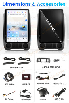 14.4 inch screen with accessories on a white background