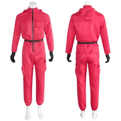 festivano, squid game, squidgame, 
squid, round 6, netflix, jumpsuit, 
squid game costume, red soldier, pink soldier, frontman