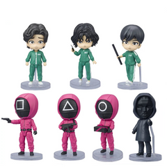 toys, Figures, squid game, squidgame, squid, round 6, netflix, mini squid game, collection, 456, 218, 067, triangle, circle, square, sang-woo, gi-hun, sae-byeok, mask soldier, front man, festivano